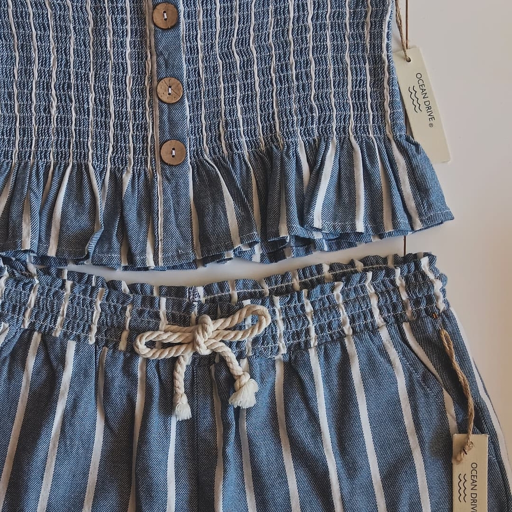 Ocean Drive Blue Striped Two-Piece Set
